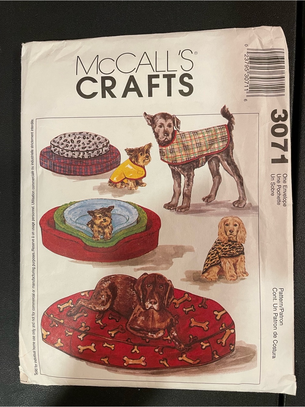 Vintage McCall’s Dog Bed & Apparel Sewing Pattern - 3071